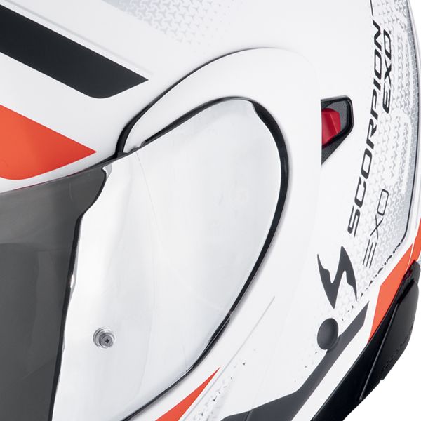 Scorpion Exo 930 Evo Ardens Matt White Black Red + Kit bluetooth 5R Lite