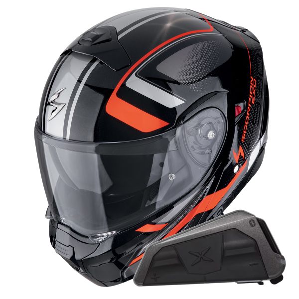 Casque Transformable Scorpion Exo 930 Evo Ardens Metal Black Red + Kit bluetooth Exo-Com Link-1 Casque Transformable Scorpion Exo 930 Evo Ardens Metal Black Red + Kit bluetooth Exo-Com Link-1