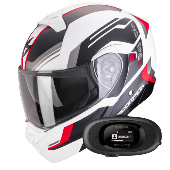 Casque Transformable Scorpion Exo 930 Evo Sikon Matt White Black Red + Kit bluetooth 5R Lite Casque Transformable Scorpion Exo 930 Evo Sikon Matt White Black Red + Kit bluetooth 5R Lite