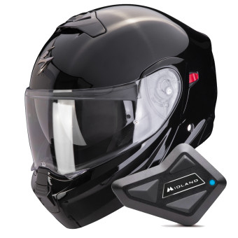 Casque Transformable Scorpion Exo 930 Evo Solid Black + Kit Bluetooth BT Mini