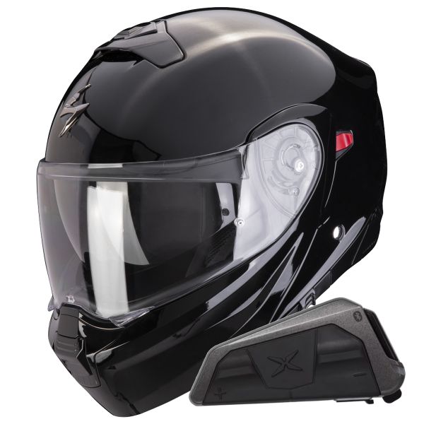Casque Transformable Scorpion Exo 930 Evo Solid Black + Kit bluetooth Exo-Com Link-1 Casque Transformable Scorpion Exo 930 Evo Solid Black + Kit bluetooth Exo-Com Link-1