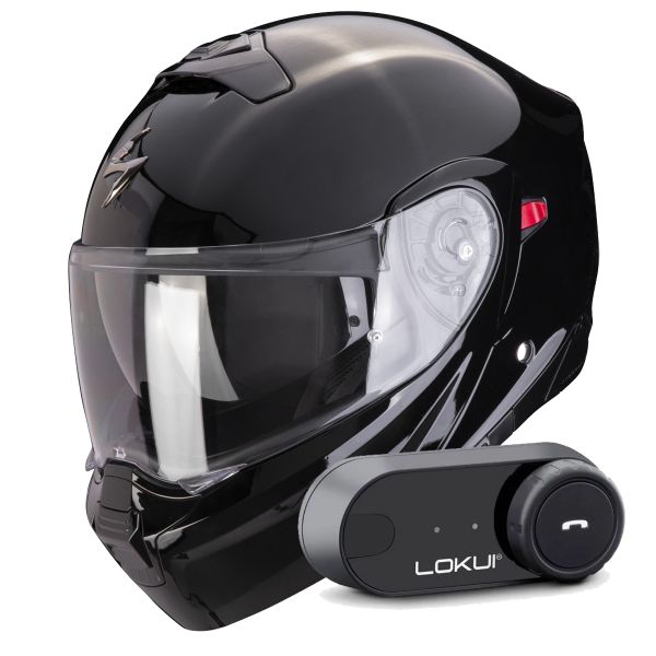 Casque Transformable Scorpion Exo 930 Evo Solid Black + Kit Bluetooth Lokui K30 Casque Transformable Scorpion Exo 930 Evo Solid Black + Kit Bluetooth Lokui K30