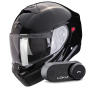 Casque Transformable Scorpion Exo 930 Evo Solid Black + Kit Bluetooth Lokui K30