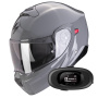 Casque Transformable Scorpion Exo 930 Evo Solid Cement Grey + Kit bluetooth 5R Lite