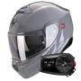 Casque Transformable Scorpion Exo 930 Evo Solid Cement Grey + Kit Bluetooth 5S Solo