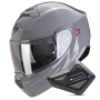 Casque Transformable Scorpion Exo 930 Evo Solid Cement Grey + Kit Bluetooth BT Mini