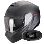 Casque Transformable Scorpion Exo 930 Evo Solid Matt Pearl Black + Kit bluetooth 5R Lite