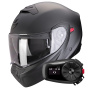 Casque Transformable Scorpion Exo 930 Evo Solid Matt Pearl Black + Kit Bluetooth 5S Solo