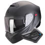 Casque Transformable Scorpion Exo 930 Evo Solid Matt Pearl Black + Kit Bluetooth BT Mini