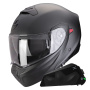 Casque Transformable Scorpion Exo 930 Evo Solid Matt Pearl Black + Kit bluetooth Exo-Com Link-1C