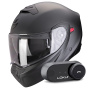 Casque Transformable Scorpion Exo 930 Evo Solid Matt Pearl Black + Kit Bluetooth Lokui K30