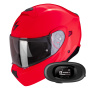 Casque Transformable Scorpion Exo 930 Evo Solid Neon Red + Kit bluetooth 5R Lite
