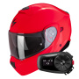 Casque Transformable Scorpion Exo 930 Evo Solid Neon Red + Kit Bluetooth 5S Solo