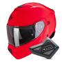 Casque Transformable Scorpion Exo 930 Evo Solid Neon Red + Kit Bluetooth BT Mini
