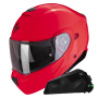 Casque Transformable Scorpion Exo 930 Evo Solid Neon Red + Kit bluetooth Exo-Com Link-1C