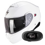 Casque Transformable Scorpion Exo 930 Evo Solid White + Kit bluetooth 5R Lite