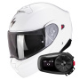 Casque Transformable Scorpion Exo 930 Evo Solid White + Kit Bluetooth 5S Solo