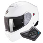 Casque Transformable Scorpion Exo 930 Evo Solid White + Kit Bluetooth BT Mini