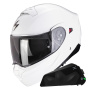 Casque Transformable Scorpion Exo 930 Evo Solid White + Kit bluetooth Exo-Com Link-1C