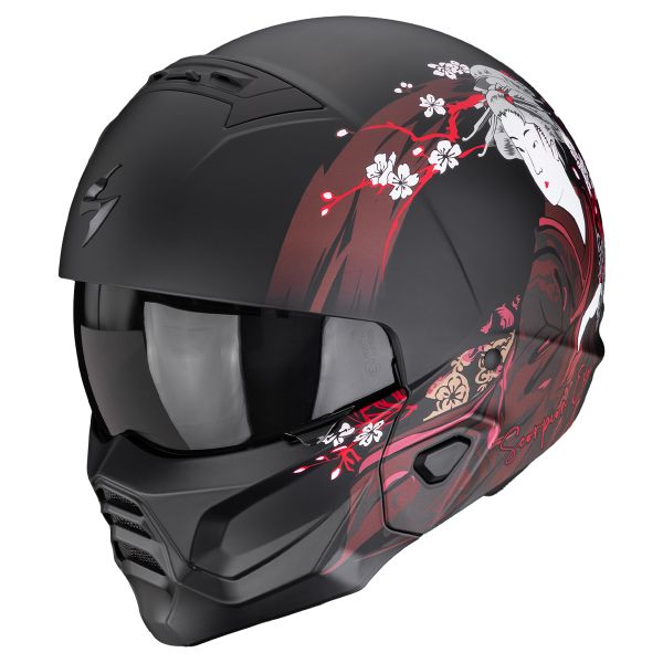 Casque Transformable Scorpion Exo Combat II Demure Matt Black Red