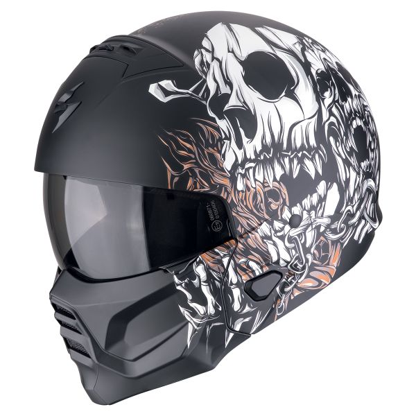 Casque Transformable Scorpion Exo Combat II Genesis Matt Black White Gold Casque Transformable Scorpion Exo Combat II Genesis Matt Black White Gold