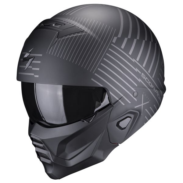 Casque Transformable Scorpion Exo Combat II Miles Matt Black Silver Casque Transformable Scorpion Exo Combat II Miles Matt Black Silver