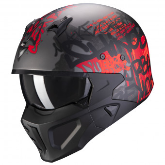 Casque Transformable Scorpion Covert-X Wall Dark Silver Matt Red Casque Transformable Scorpion Covert-X Wall Dark Silver Matt Red