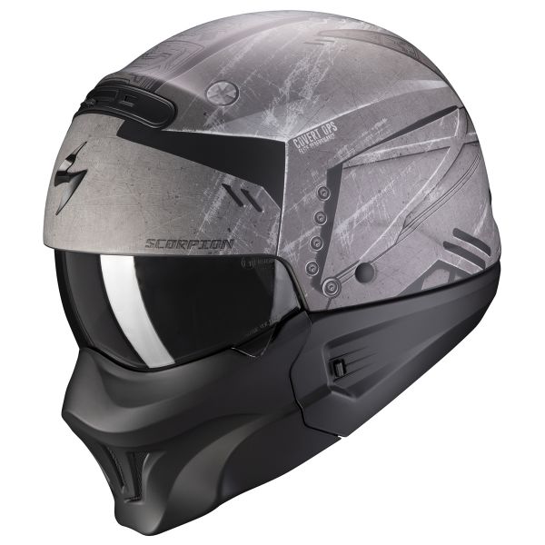 Casque Transformable Scorpion Exo Combat Evo Incursion Matt Silver Black