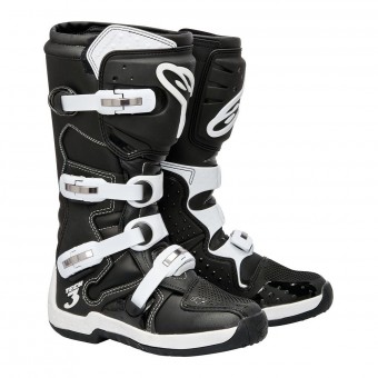 Bottes Cross Alpinestars Tech 3 Black White Bottes Cross Alpinestars Tech 3 Black White