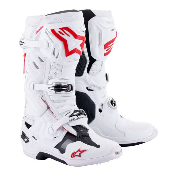 Bottes Cross Alpinestars Tech 10 Supervented White Bright Red Bottes Cross Alpinestars Tech 10 Supervented White Bright Red