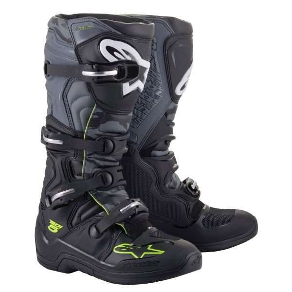 Bottes Cross Alpinestars Tech 5 Black Cool Grey Yelow Fluo