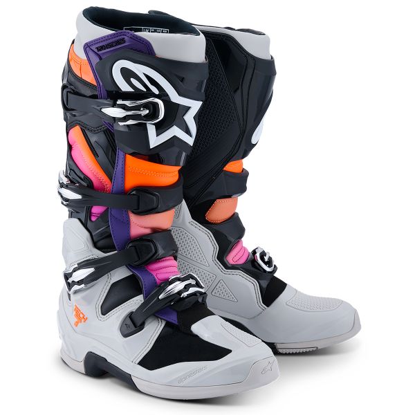 Bottes Cross Alpinestars Tech 7 Black Lght Gry Orng FL Magenta
