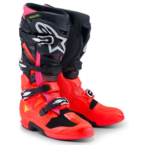 Bottes Cross Alpinestars Tech 7 Black Red Fluo Pink Fluo