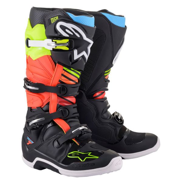 Bottes Cross Alpinestars Tech 7 Black Yellow Red Fluo