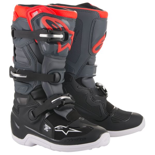 Bottes Cross Alpinestars TECH 7 S Black Dark Grey Red Fluo Bottes Cross Alpinestars TECH 7 S Black Dark Grey Red Fluo