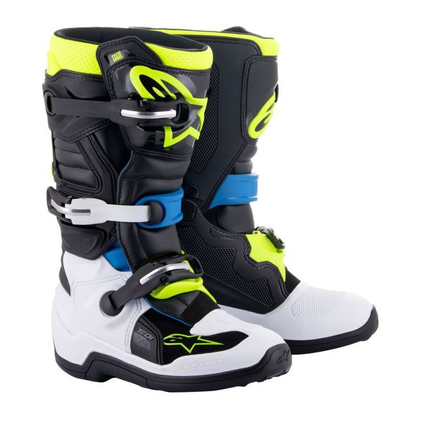 Bottes Cross Alpinestars TECH 7 S Black Enamel Blue Yellow Fluo Enfant Bottes Cross Alpinestars TECH 7 S Black Enamel Blue Yellow Fluo Enfant