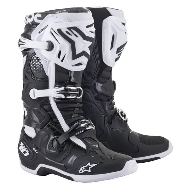 Bottes Cross Alpinestars TECH 10 Black White Bottes Cross Alpinestars TECH 10 Black White