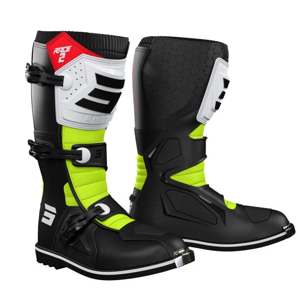 Bottes Cross SHOT Race 2 Black Red White Neon Yellow