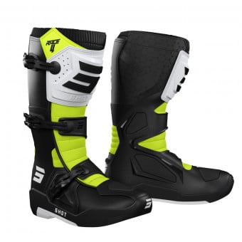 Bottes Cross SHOT Race 4 Black White Neon Yellow Bottes Cross SHOT Race 4 Black White Neon Yellow