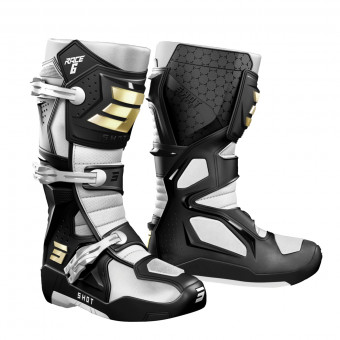 Bottes Cross SHOT Race 6 Black White Gold Bottes Cross SHOT Race 6 Black White Gold