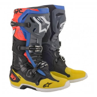 Bottes Cross Alpinestars Tech 10 Black Yellow Blue Red Fluo Bottes Cross Alpinestars Tech 10 Black Yellow Blue Red Fluo