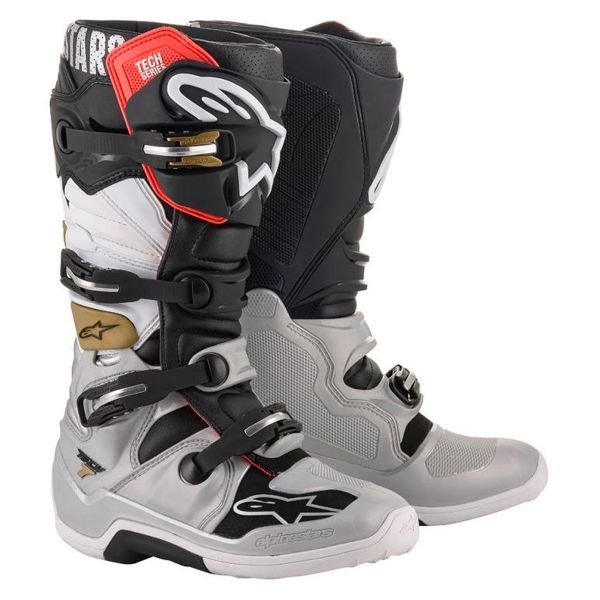Bottes Cross Alpinestars Tech 7 Black Silver White Gold