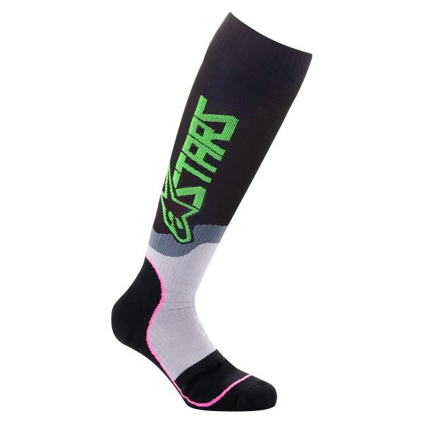 Chaussettes Cross Alpinestars Mx Plus-2 Socks Black Green Neon Pink Fluo Enfant