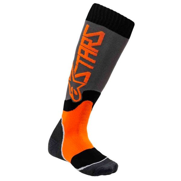 Chaussettes Cross Alpinestars Mx Plus-2 Socks Cool Grey Orange Fluo Enfant