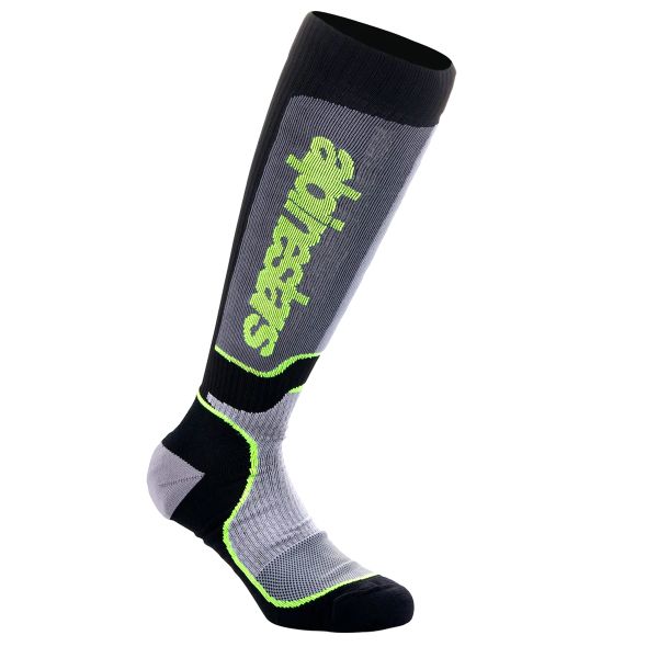 Chaussettes Cross Alpinestars MX Plus Socks Black Grey Yellow Fluo Chaussettes Cross Alpinestars MX Plus Socks Black Grey Yellow Fluo
