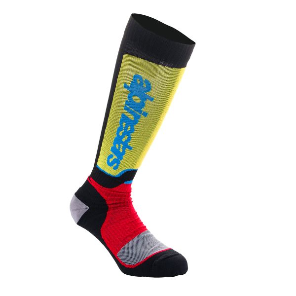 Chaussettes Cross Alpinestars Youth MX Plus Black Red Light Blue