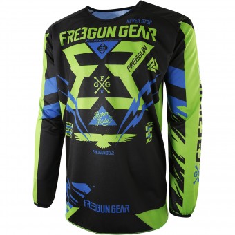 Maillot Cross Freegun Devo Trooper Green Blue Enfant Maillot Cross Freegun Devo Trooper Green Blue Enfant