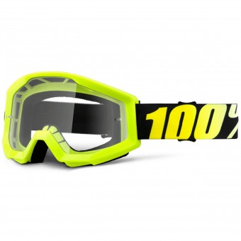 Masque Cross 100% Strata Neon Yellow Clear Lens Enfant Masque Cross 100% Strata Neon Yellow Clear Lens Enfant
