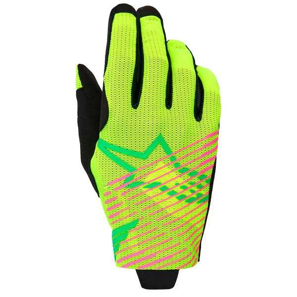 Gants Cross Alpinestars Radar Pro Gloves Green Yellow Fluo Pink Fluo
