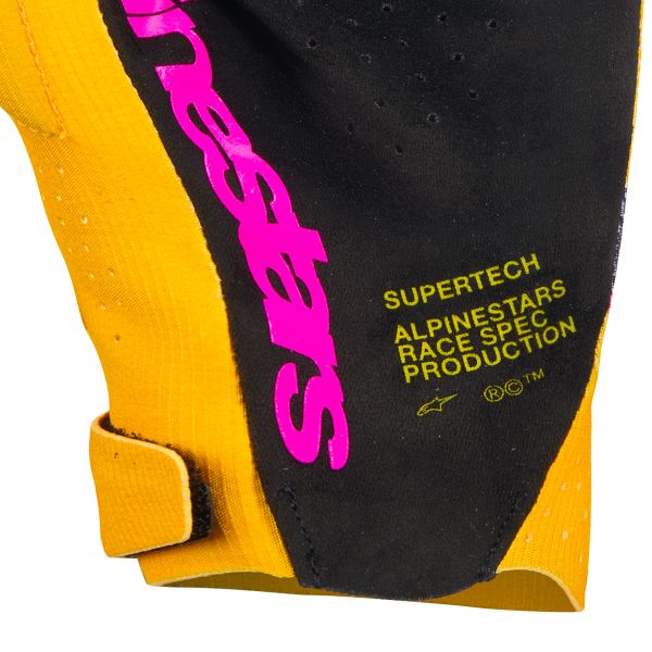 Alpinestars Supertech Mx Gloves Gold Black Fluo Pink